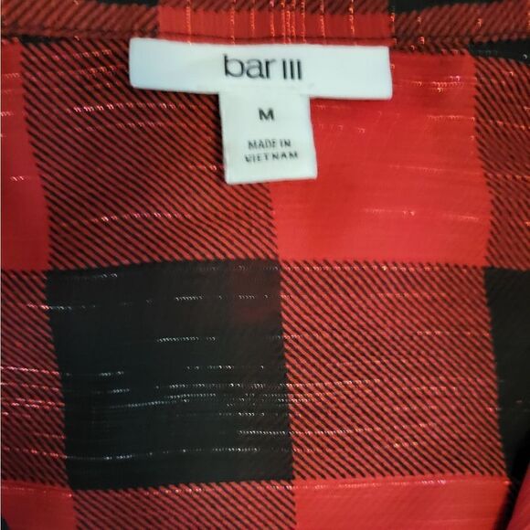 EC BAR III METALLIC PLAID SHEER HIGH/LOW TUNIC SZ. MEDIUM - Picture 4 of 5